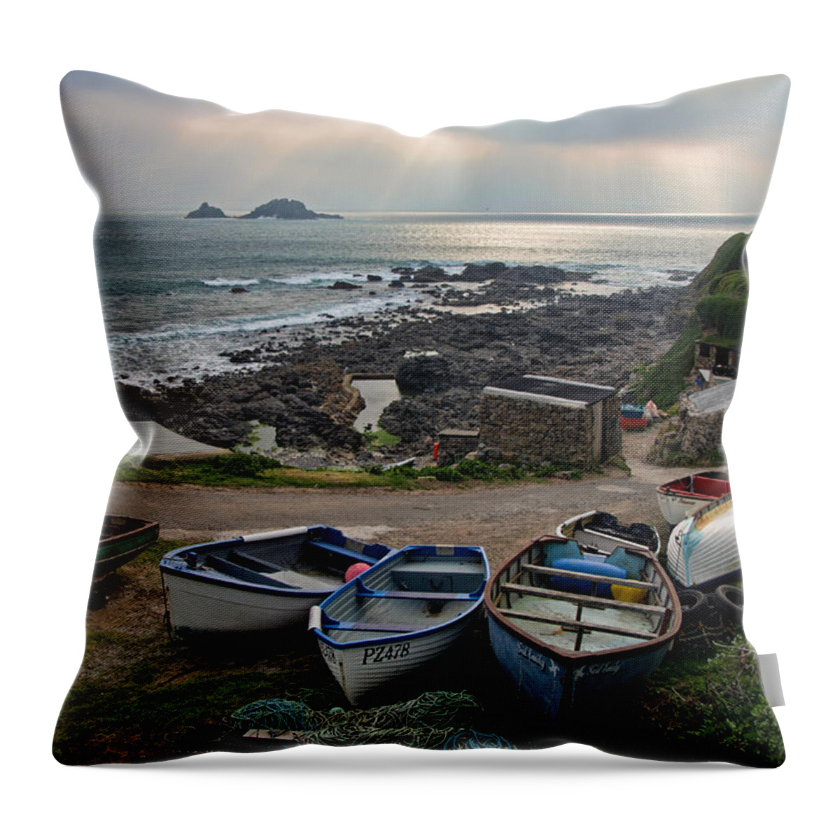 Cape Throw Pillow featuring the photograph Cape Cornwall #3 by Pete Hemington
