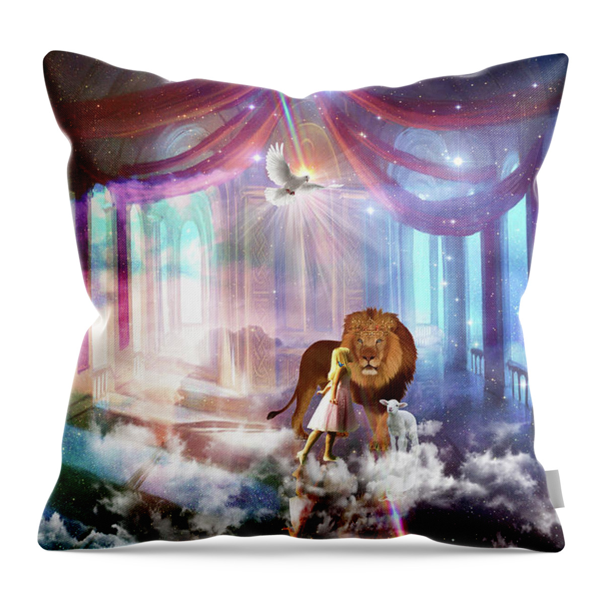 Holy Trinity Throw Pillow featuring the digital art Child like Faith #3 by Dolores Develde