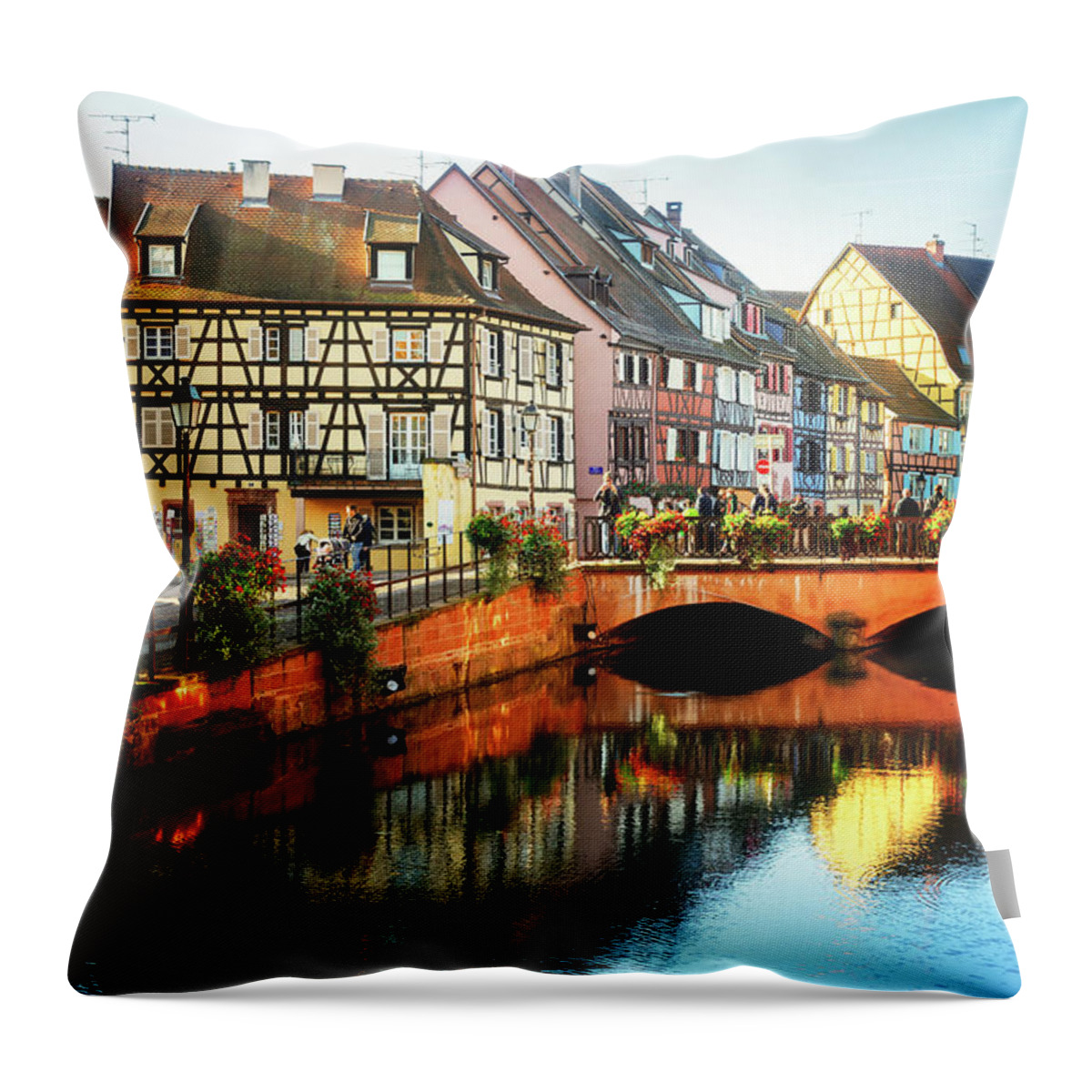 Colmar Throw Pillow featuring the photograph Colmar Reflections by Anastasy Yarmolovich
