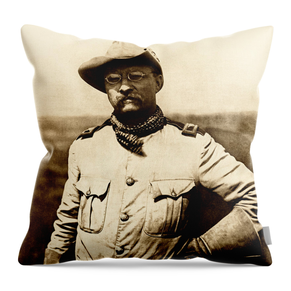 Theodore Roosevelt Throw Pillow featuring the photograph Colonel Theodore Roosevelt by War Is Hell Store