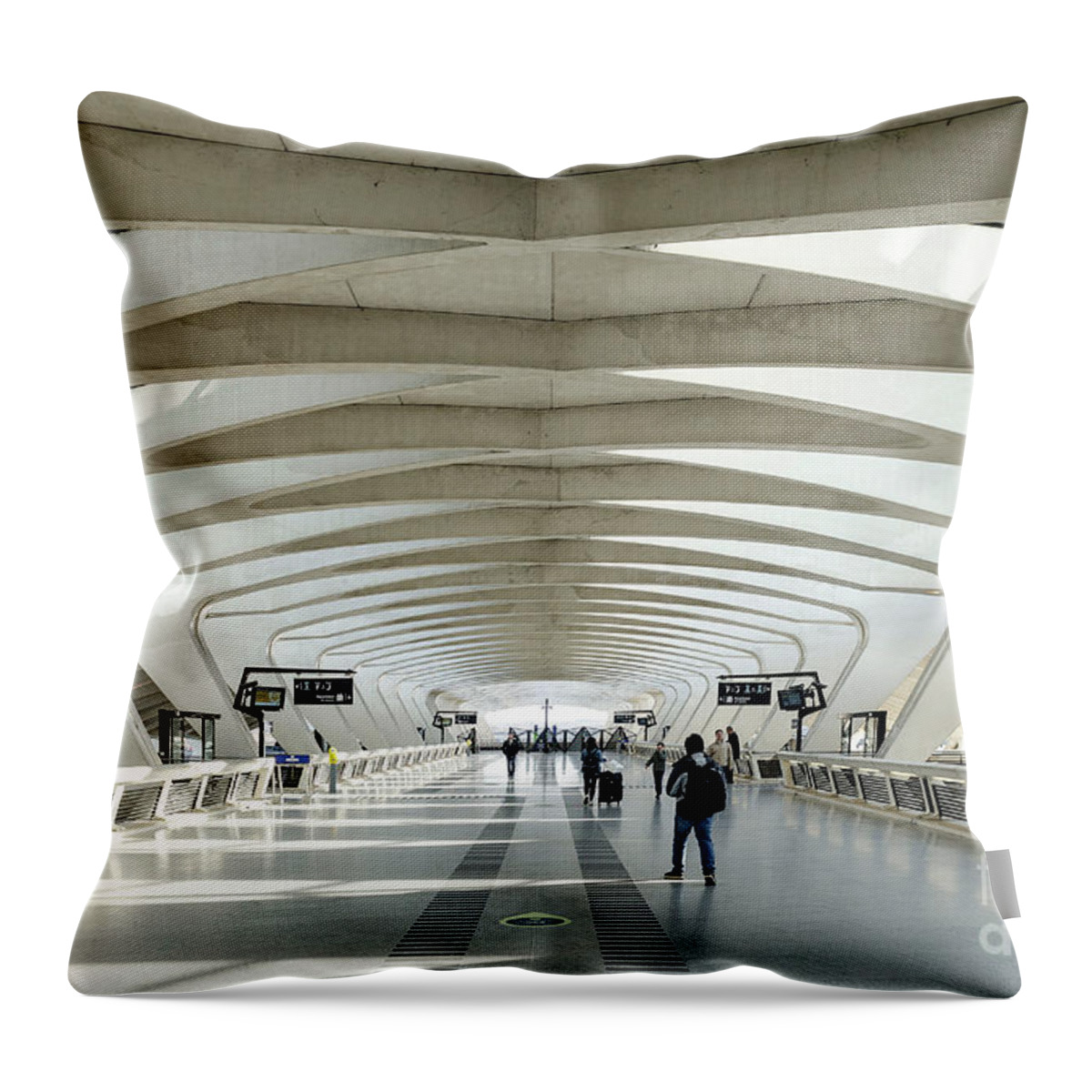 Tgv Throw Pillow featuring the photograph Famous Lyon Airport Tgv Railway Station Landmark Interior In Fra #3 by JM Travel Photography