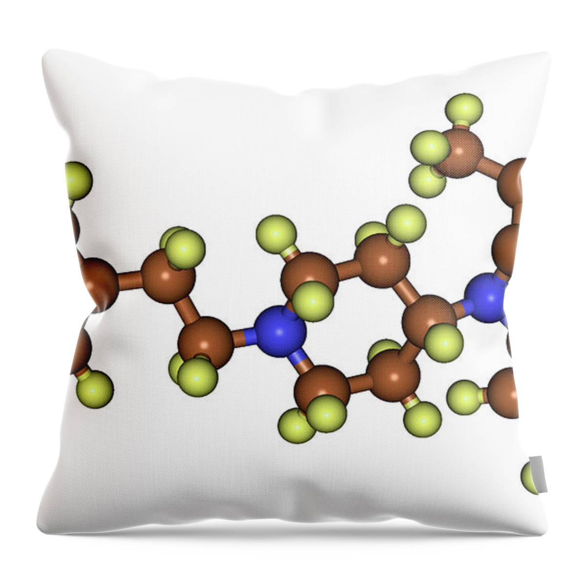 Fentanyl Throw Pillow featuring the photograph Fentanyl, Molecular Model #3 by Scimat