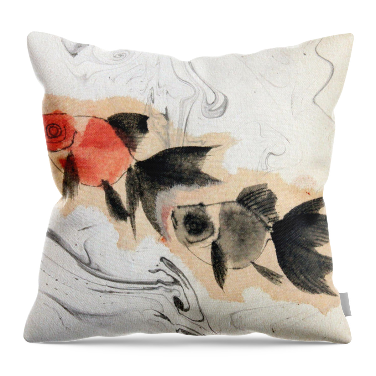 Art Of Brush Throw Pillow featuring the painting Floating 12030005 2FY by Fumiyo Yoshikawa