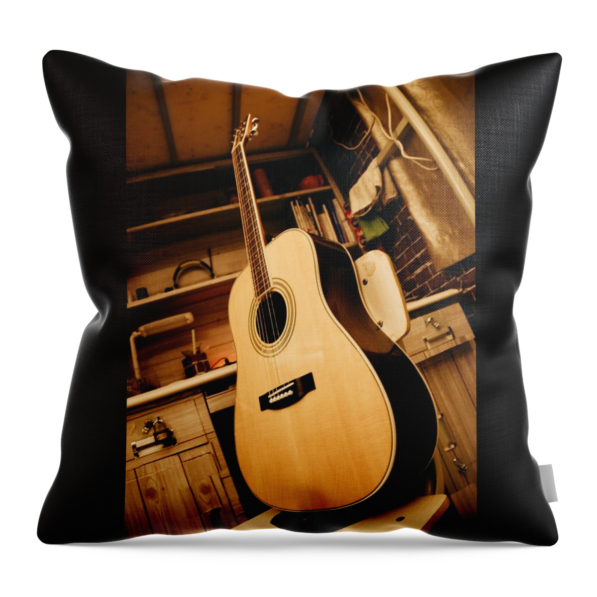 Guitar Throw Pillow featuring the photograph Guitar #3 by Mariel Mcmeeking