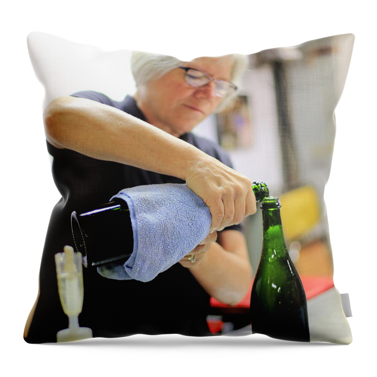 Henke Winery Sparkling Champagne Throw Pillow featuring the photograph Henke Winery Sparkling Champagne #3 by PJQandFriends Photography