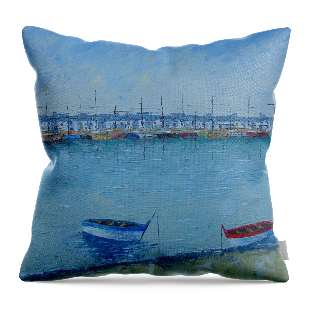 Provence Throw Pillow featuring the painting Honfleur Normandy #3 by Frederic Payet