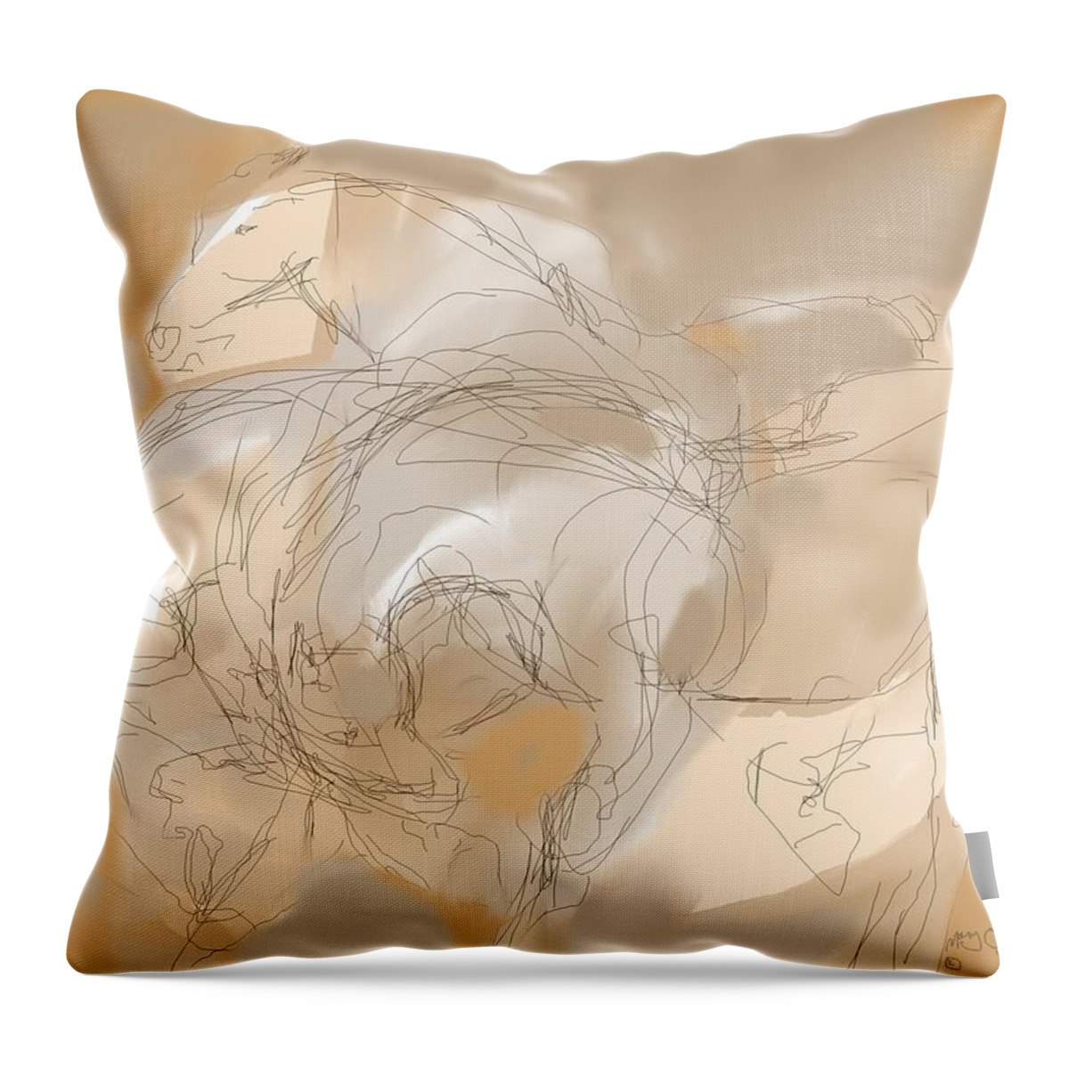 Horse Throw Pillow featuring the digital art 3 Horses by Mary Armstrong