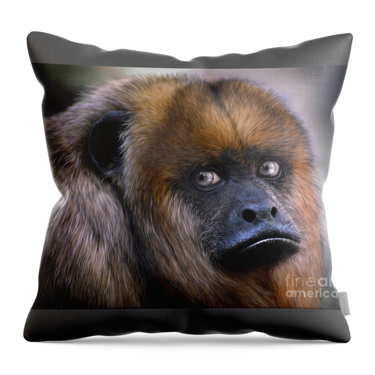 Howler Monkey Throw Pillow featuring the photograph Howler Monkey #1 by Savannah Gibbs