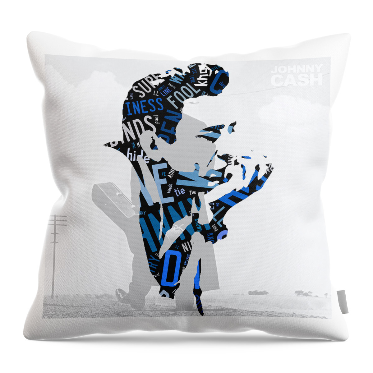 Johnny Cash Throw Pillow featuring the mixed media Johnny Cash Song Lyric I Walk The Line #1 by Marvin Blaine