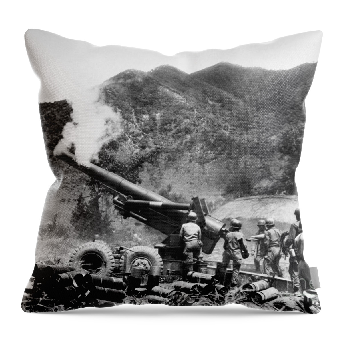 1951 Throw Pillow featuring the photograph Korean War: Artillery #3 by Granger