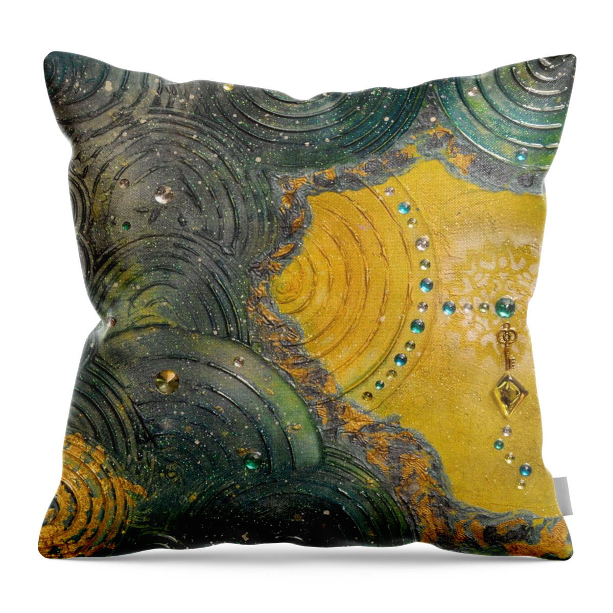 Cosmos Throw Pillow featuring the mixed media Retraction by MiMi Stirn