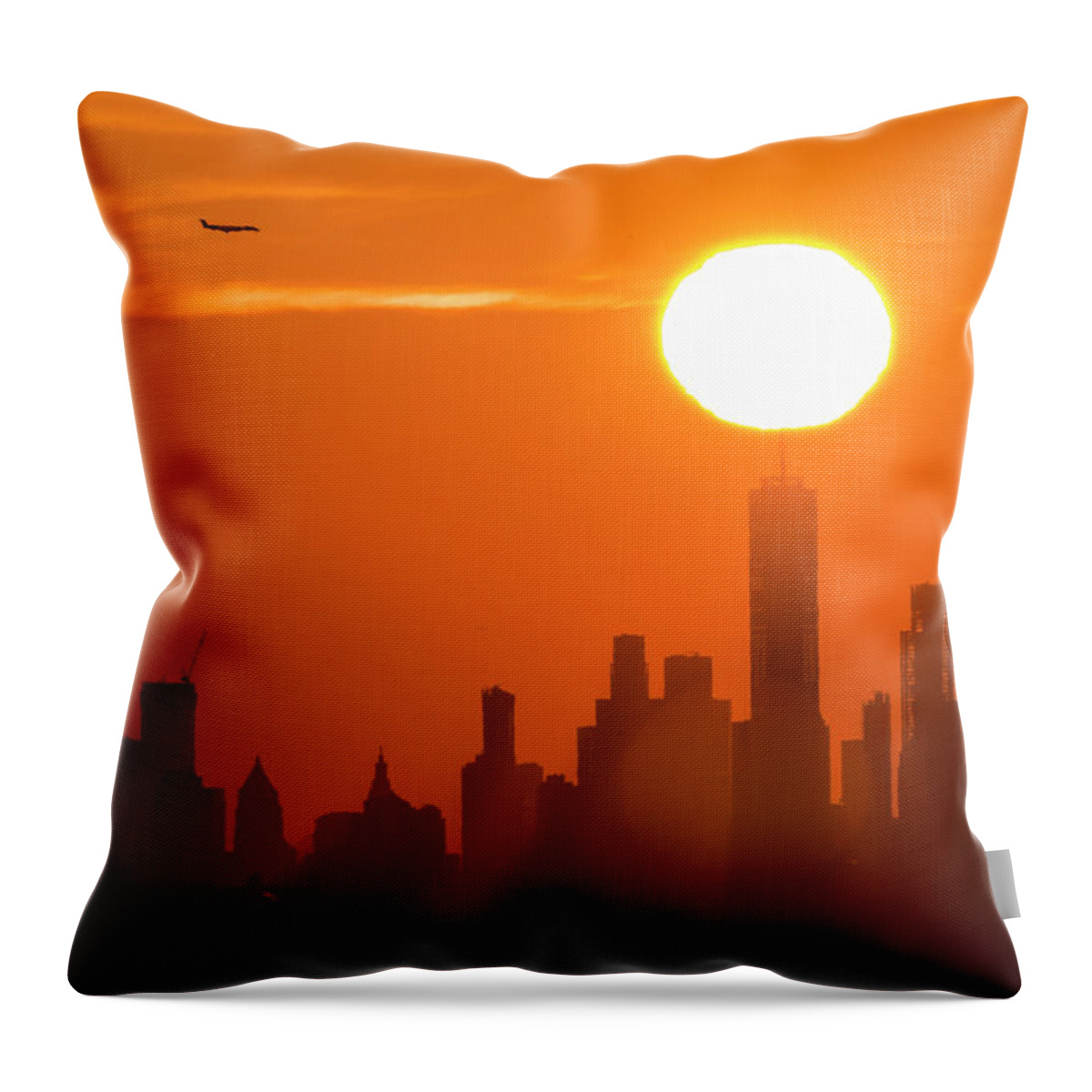 New York City Throw Pillow featuring the photograph New York City Sunrise #3 by Zawhaus Photography