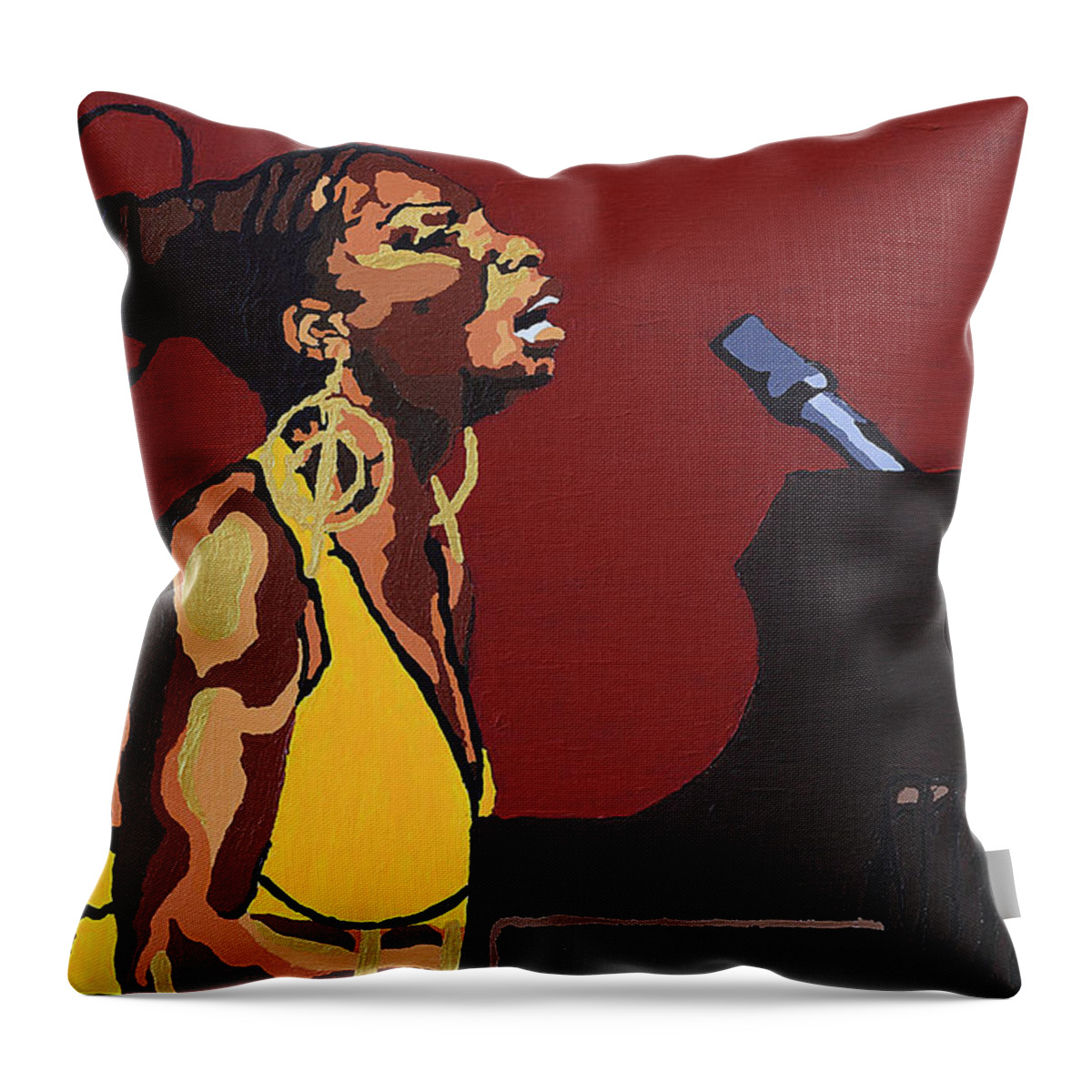 Nina Simone Throw Pillow featuring the painting Nina Simone #3 by Rachel Natalie Rawlins