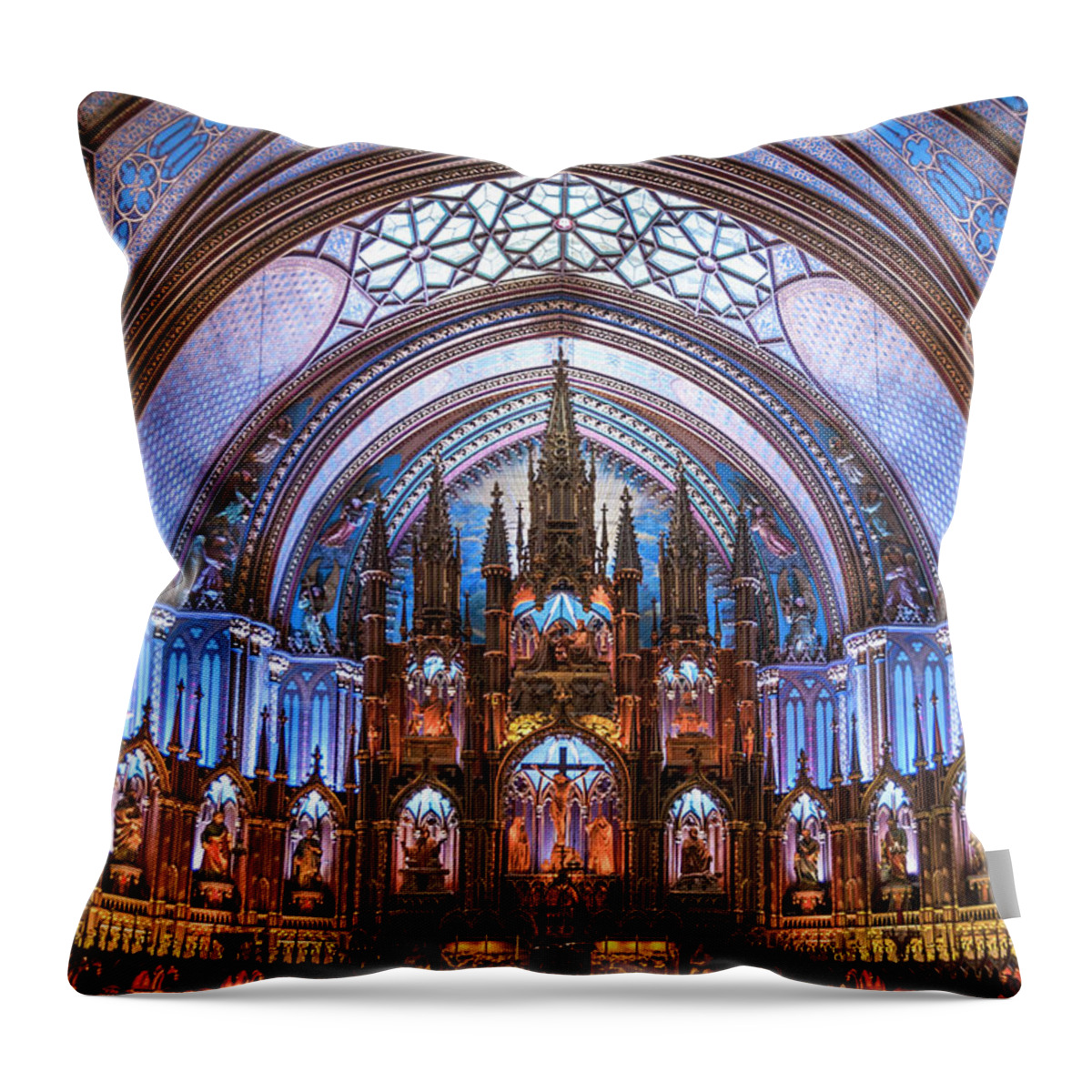Notre Dame Throw Pillow featuring the photograph Notre Dame Basilica by Ginger Stein