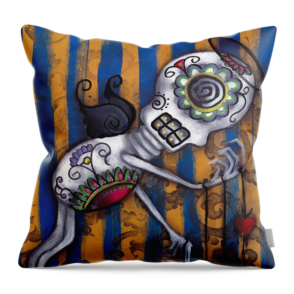 3 Of A Kind By Abril Andrade Griffith Throw Pillow featuring the painting 3 Of A Kind by Abril Andrade