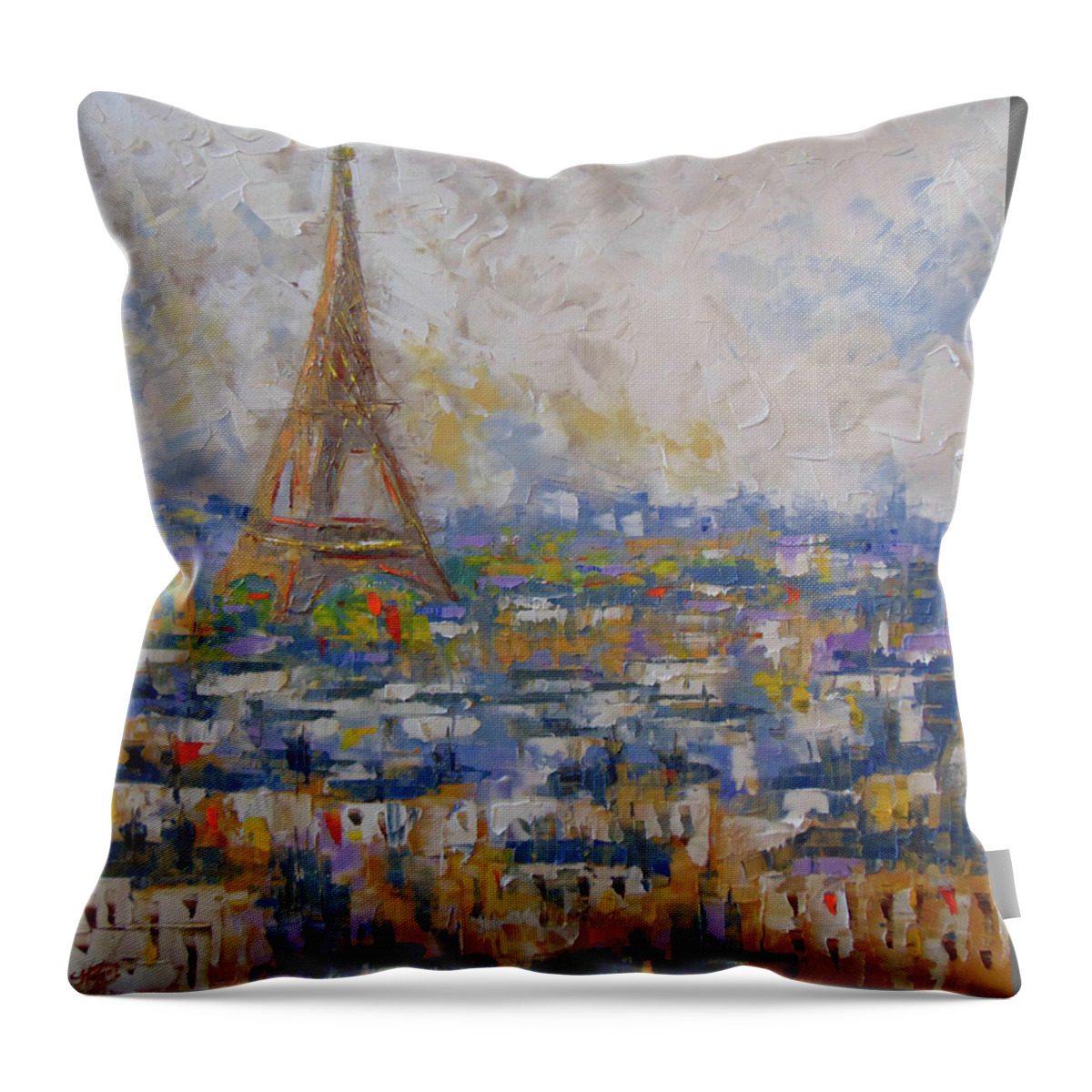 Frederic Payet Throw Pillow featuring the painting Paris #6 by Frederic Payet