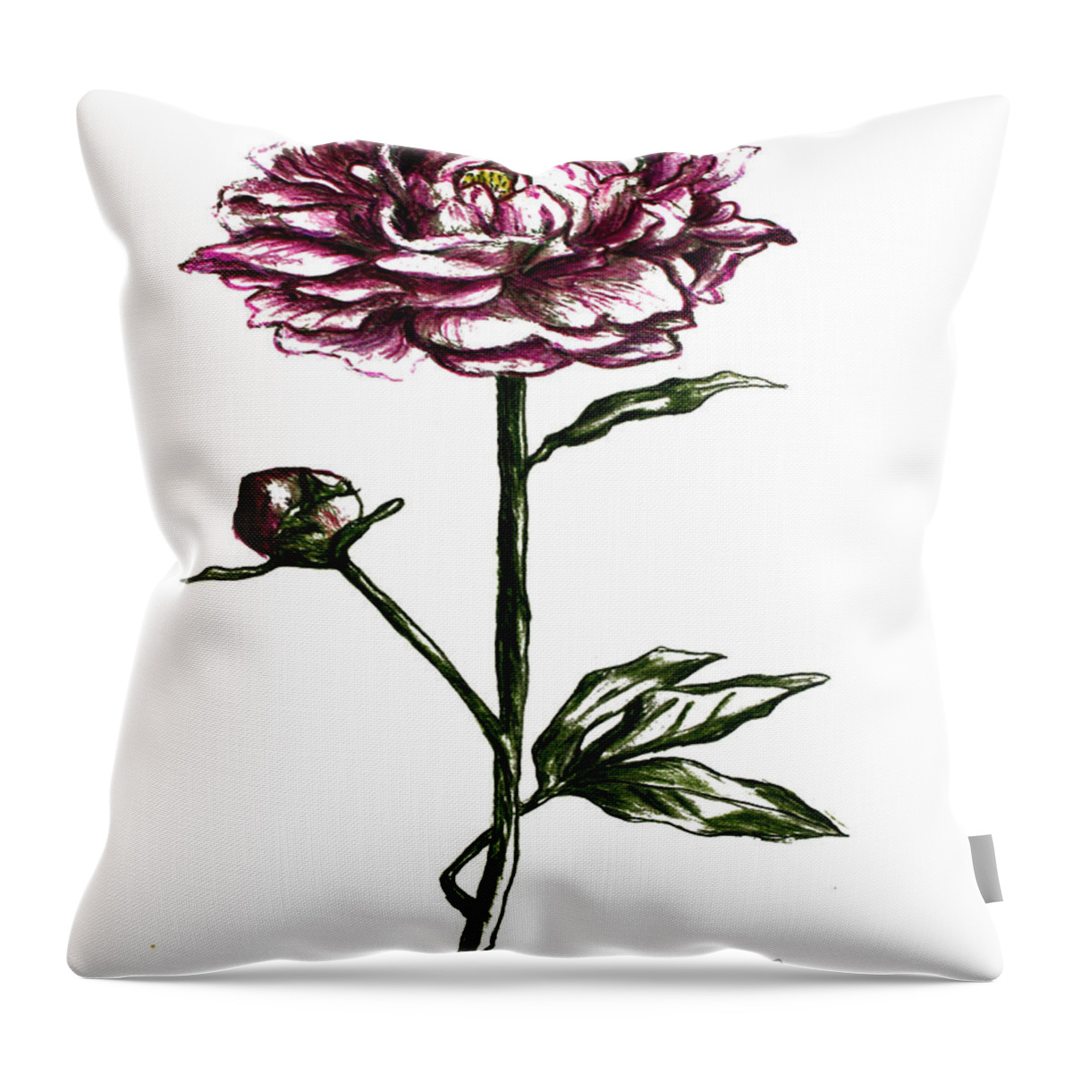 Peony Throw Pillow featuring the painting Peony #3 by Danuta Bennett