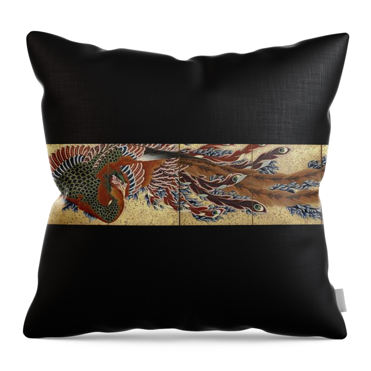 Katsushika Hokusai Throw Pillow featuring the painting Phoenix #3 by Katsushika Hokusai