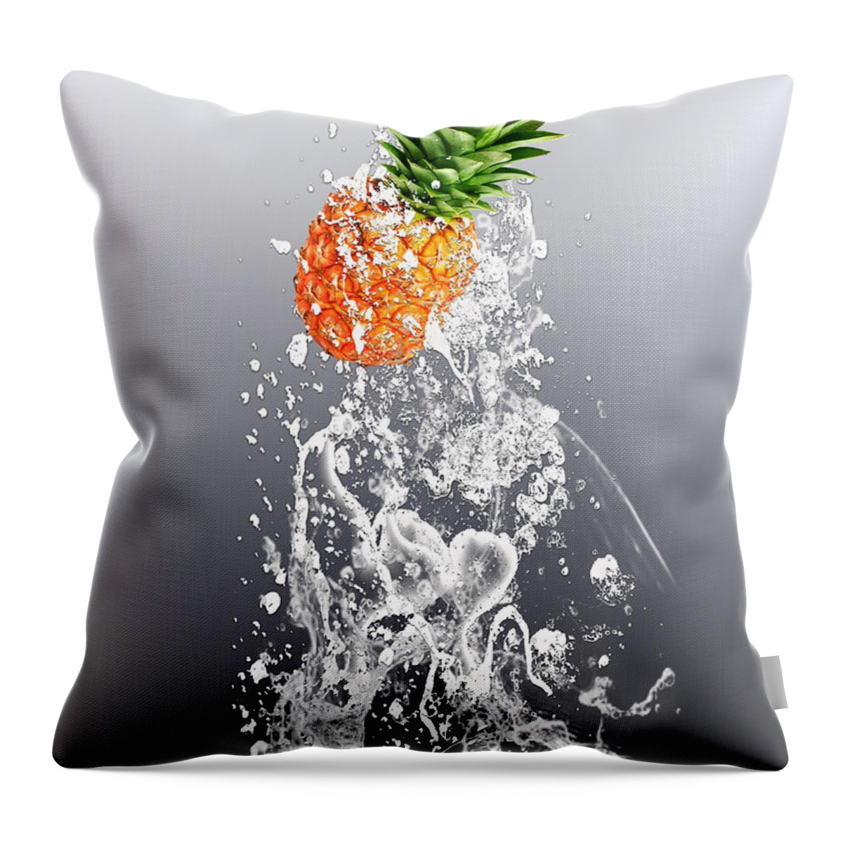 Pineapple Throw Pillow featuring the mixed media Pineapple Splash #3 by Marvin Blaine