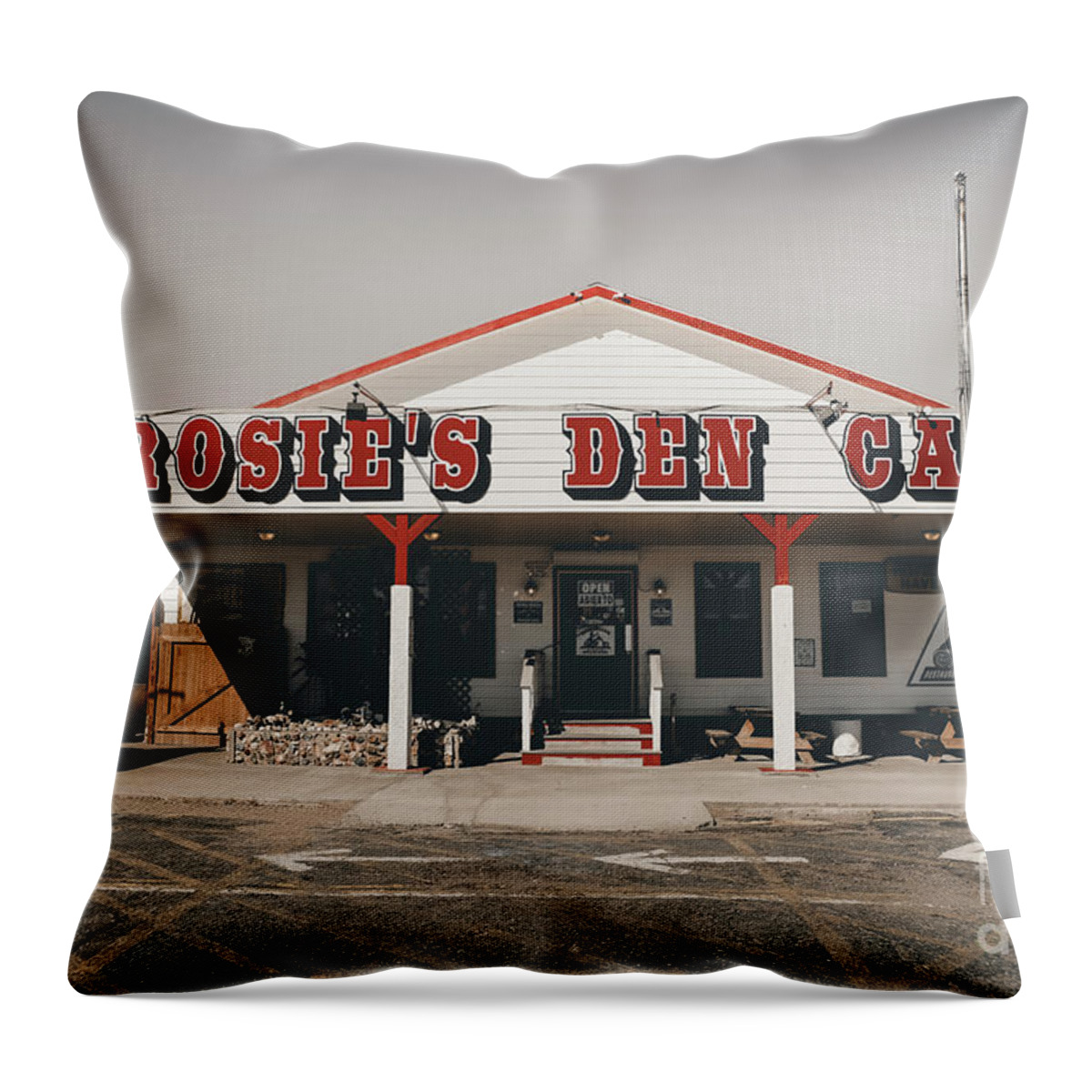 Arizona Throw Pillow featuring the photograph Rosies Den Cafe  #3 by Iryna Liveoak