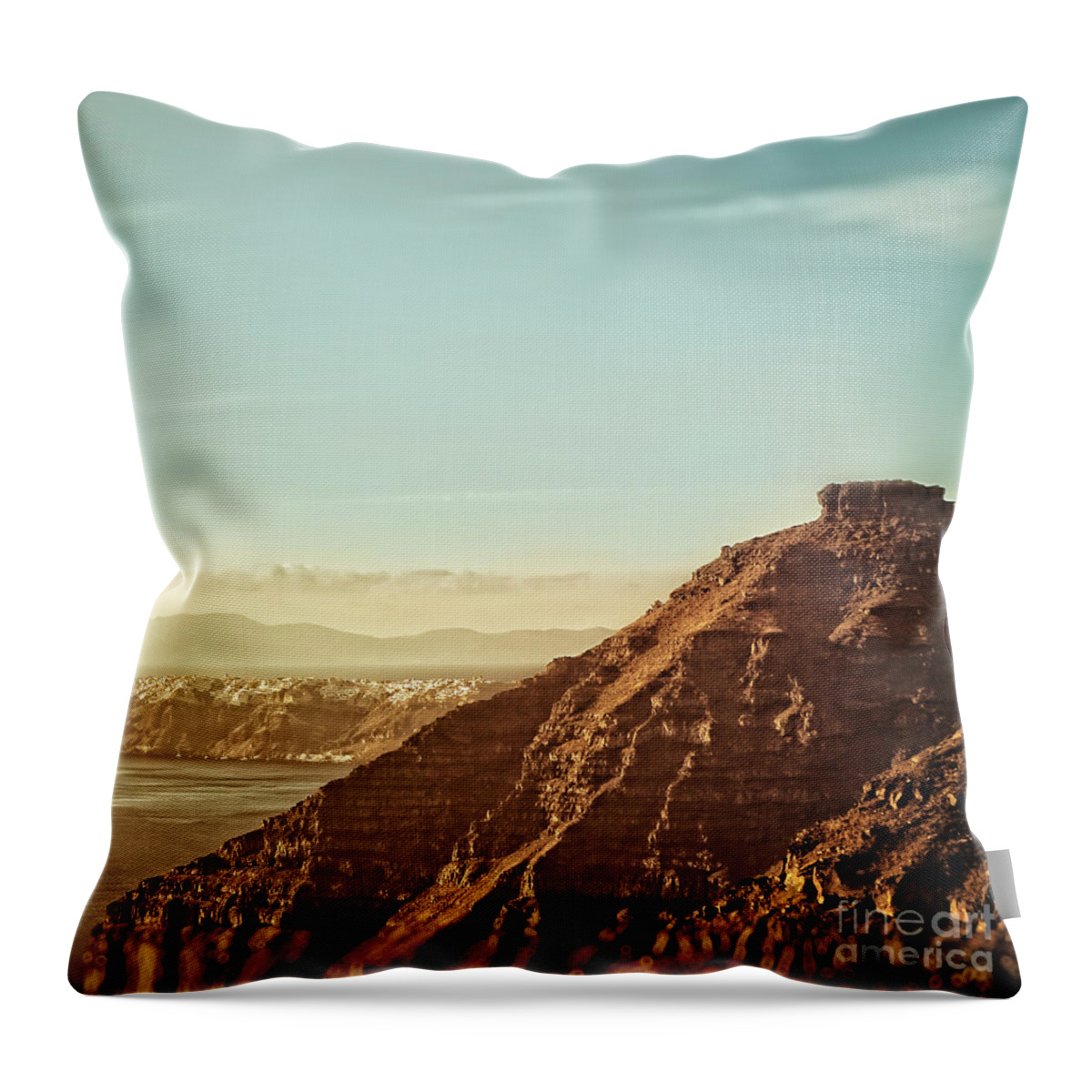 Greece Throw Pillow featuring the photograph Sunset #3 by HD Connelly