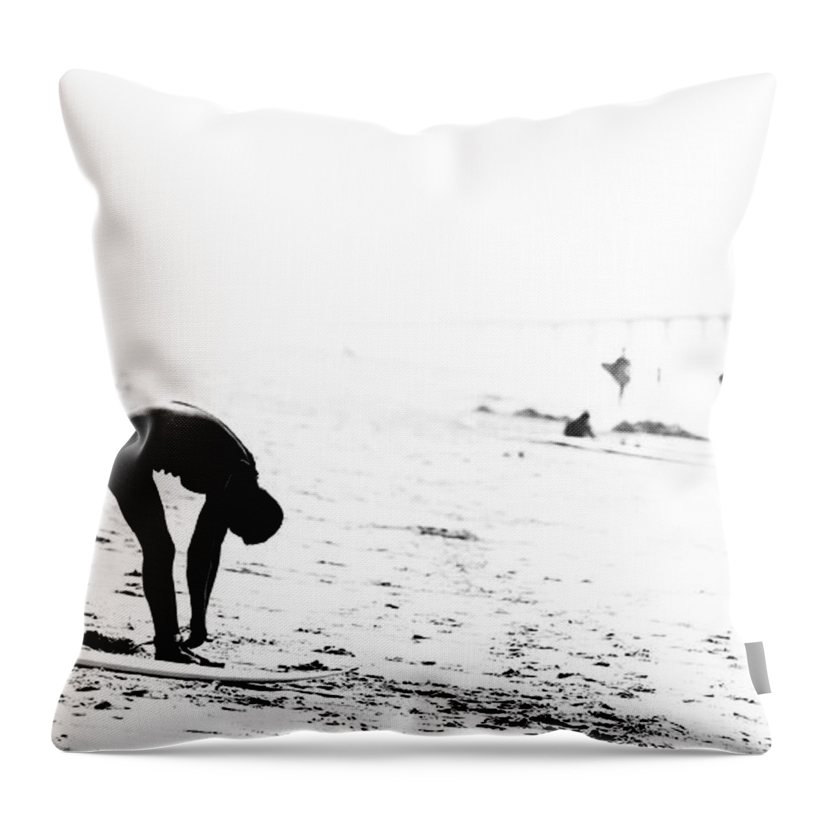 Surfer Throw Pillow featuring the photograph Surfer #3 by Nicholas Burningham