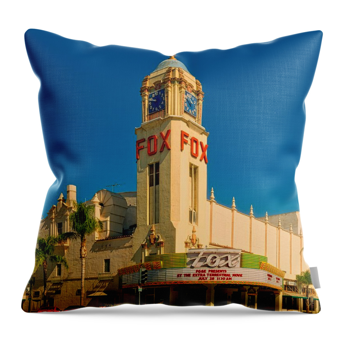 The Fox Theatre Throw Pillow featuring the photograph The Fox Theatre Of Bakersfield California #3 by Mountain Dreams