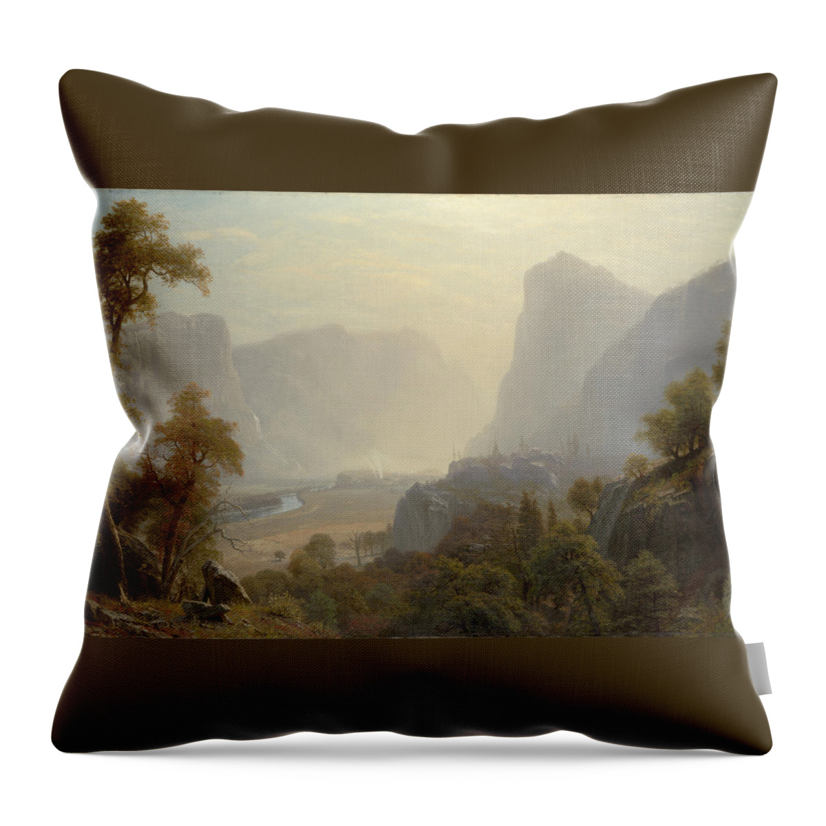 Albert Bierstadt Throw Pillow featuring the painting The Hetch Hetchy Valley #3 by Albert Bierstadt