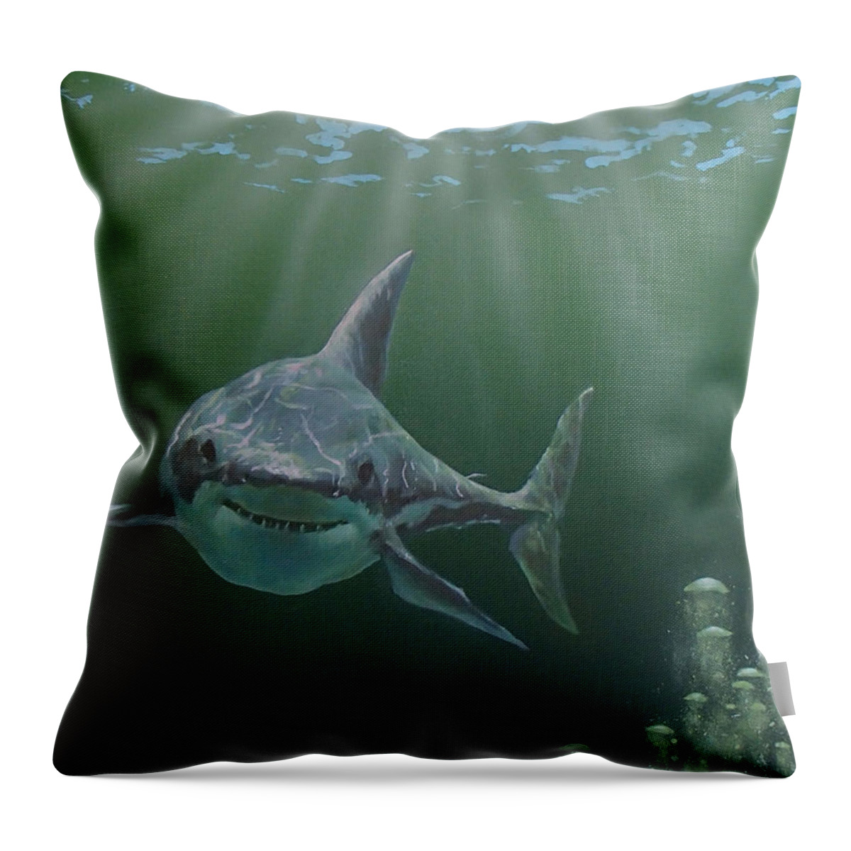 Shark Throw Pillow featuring the painting Untitled #3 by Philip Fleischer