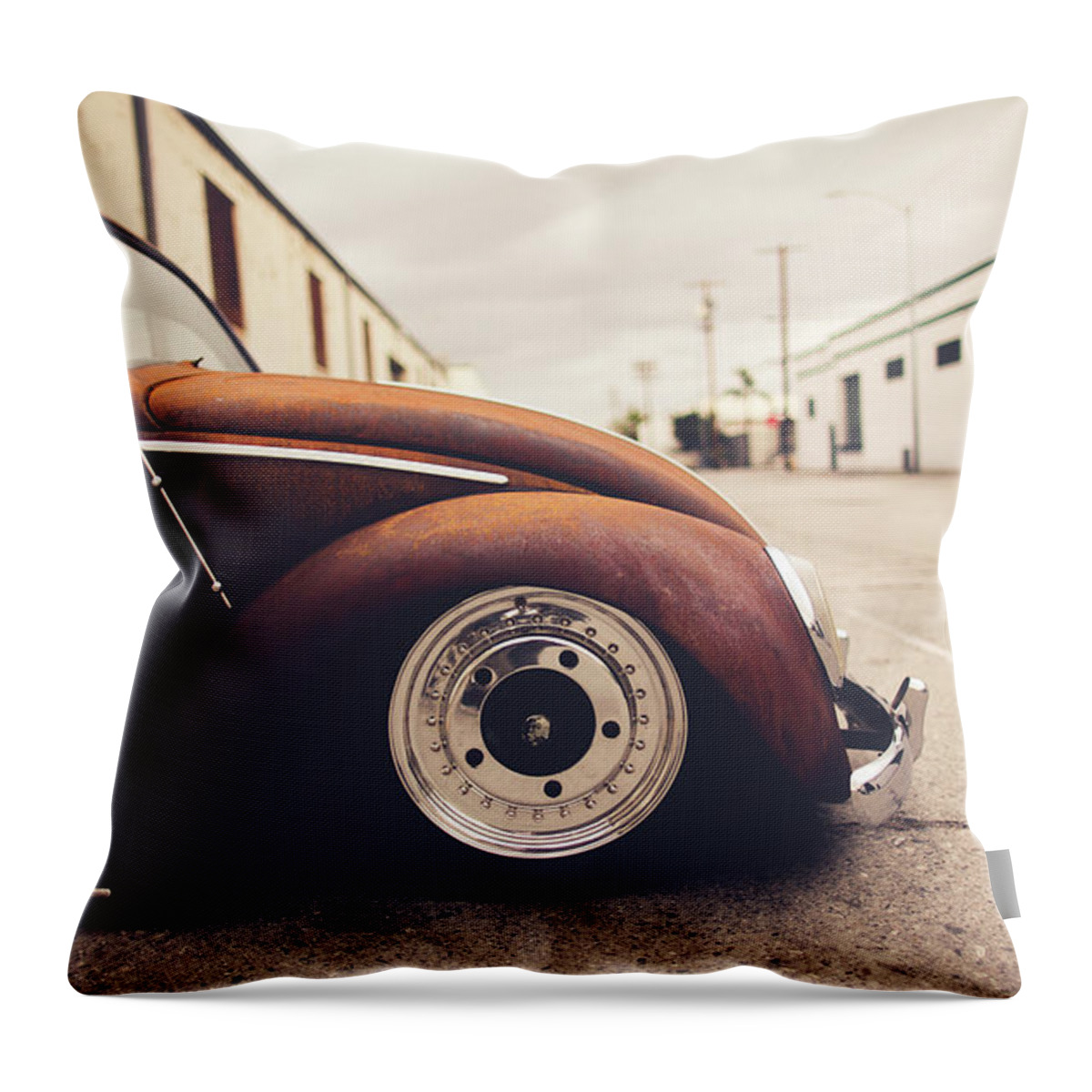Volkswagen Beetle Throw Pillow featuring the digital art Volkswagen Beetle #3 by Super Lovely