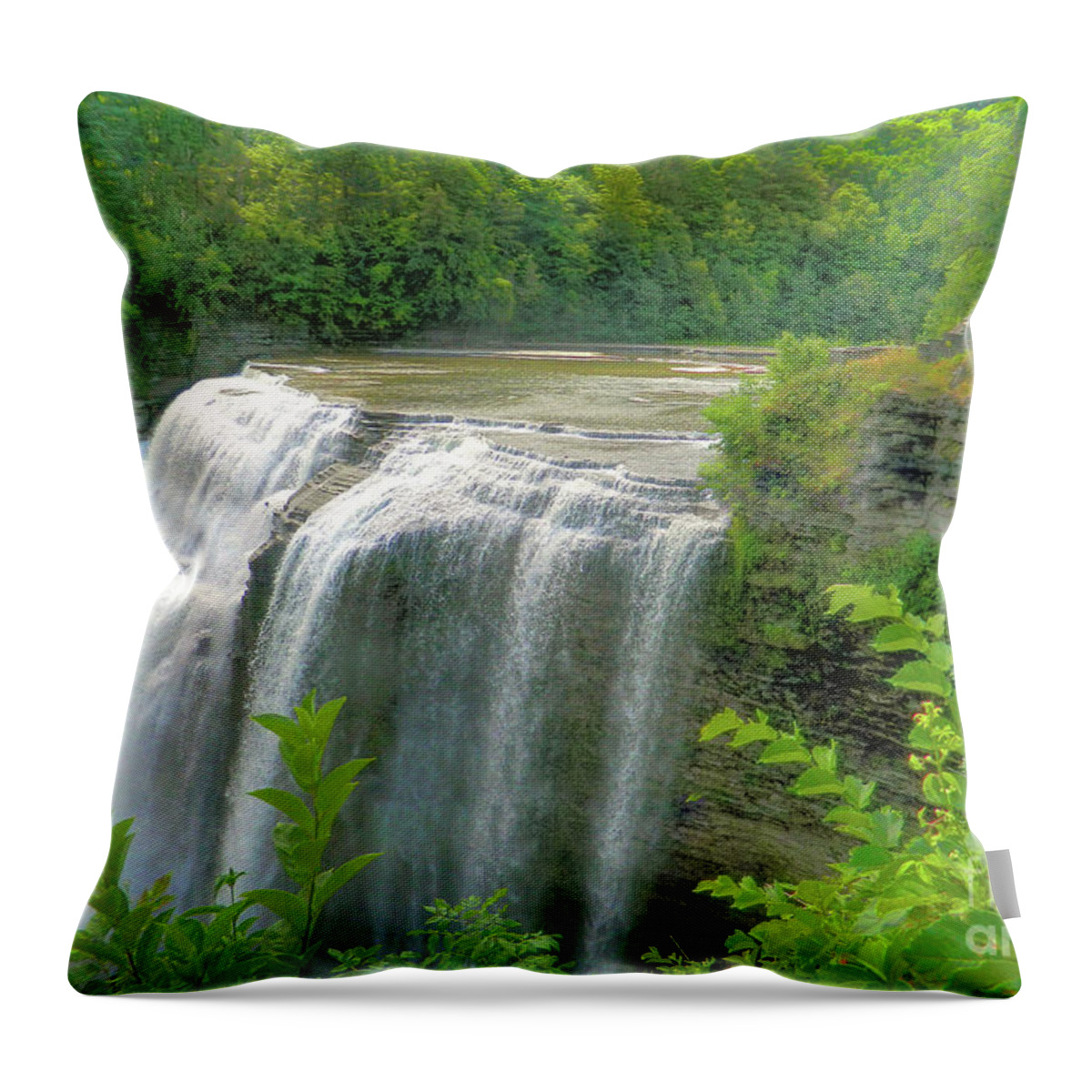 Waterfall Throw Pillow featuring the photograph Water Falls #3 by Raymond Earley
