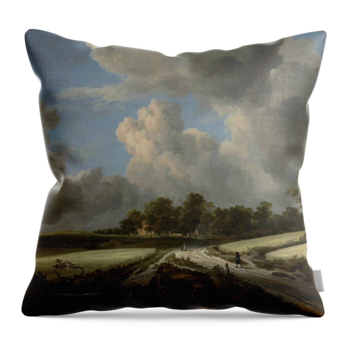 Wheat Fields Throw Pillow featuring the painting Wheat Fields #3 by MotionAge Designs