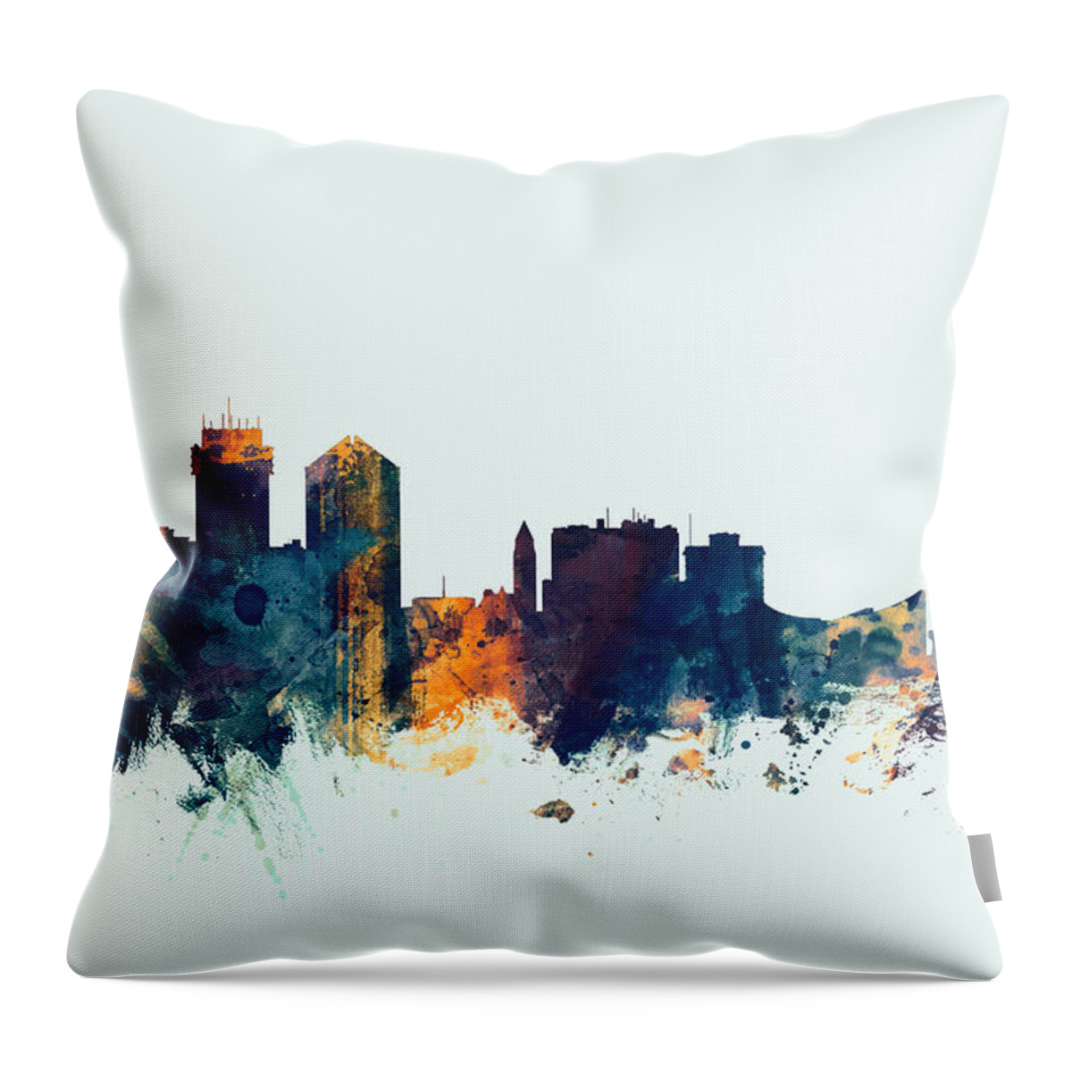 City Throw Pillow featuring the digital art Wichita Kansas Skyline #3 by Michael Tompsett