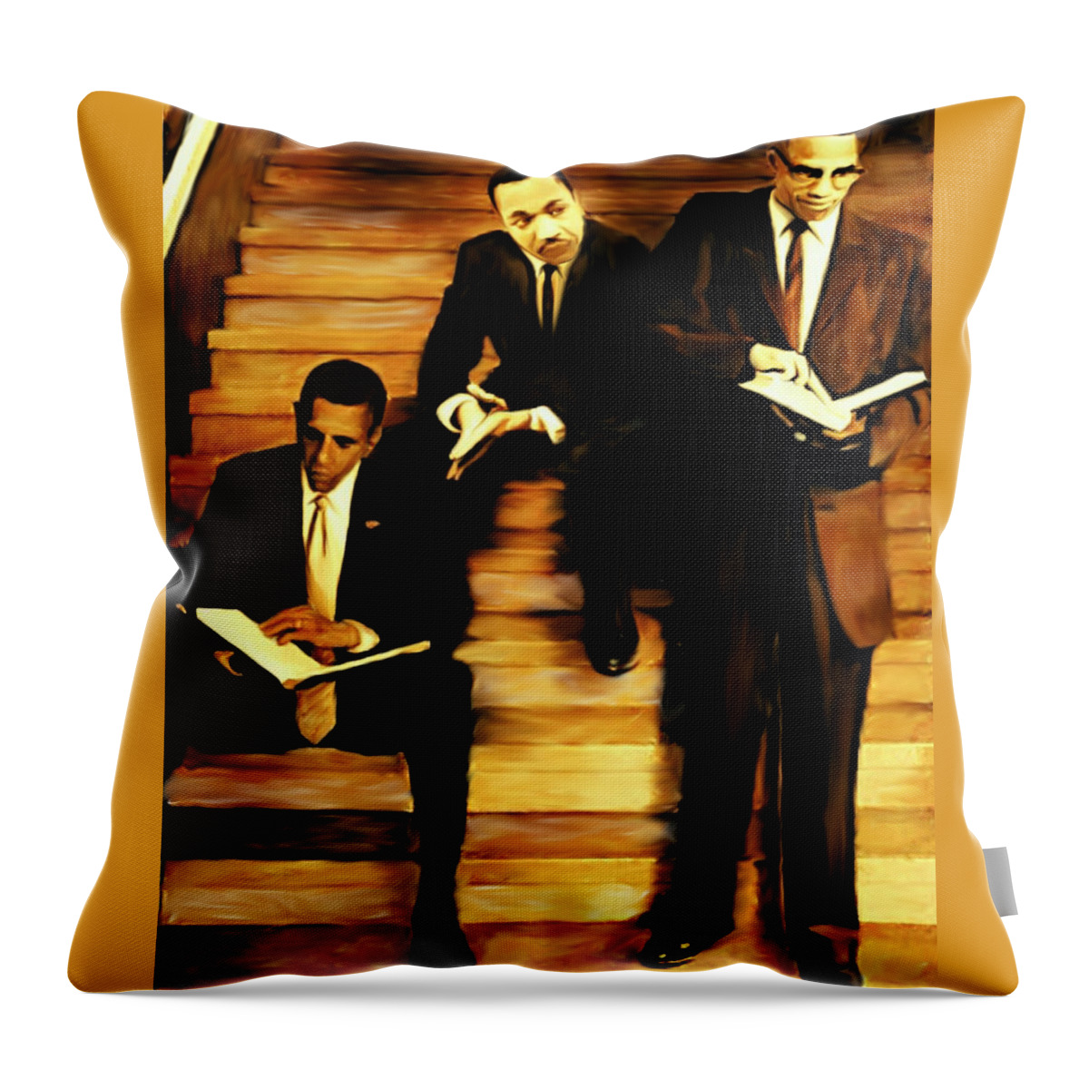 Obama Throw Pillow featuring the digital art 3 Wisemen by Benjamin Greggory