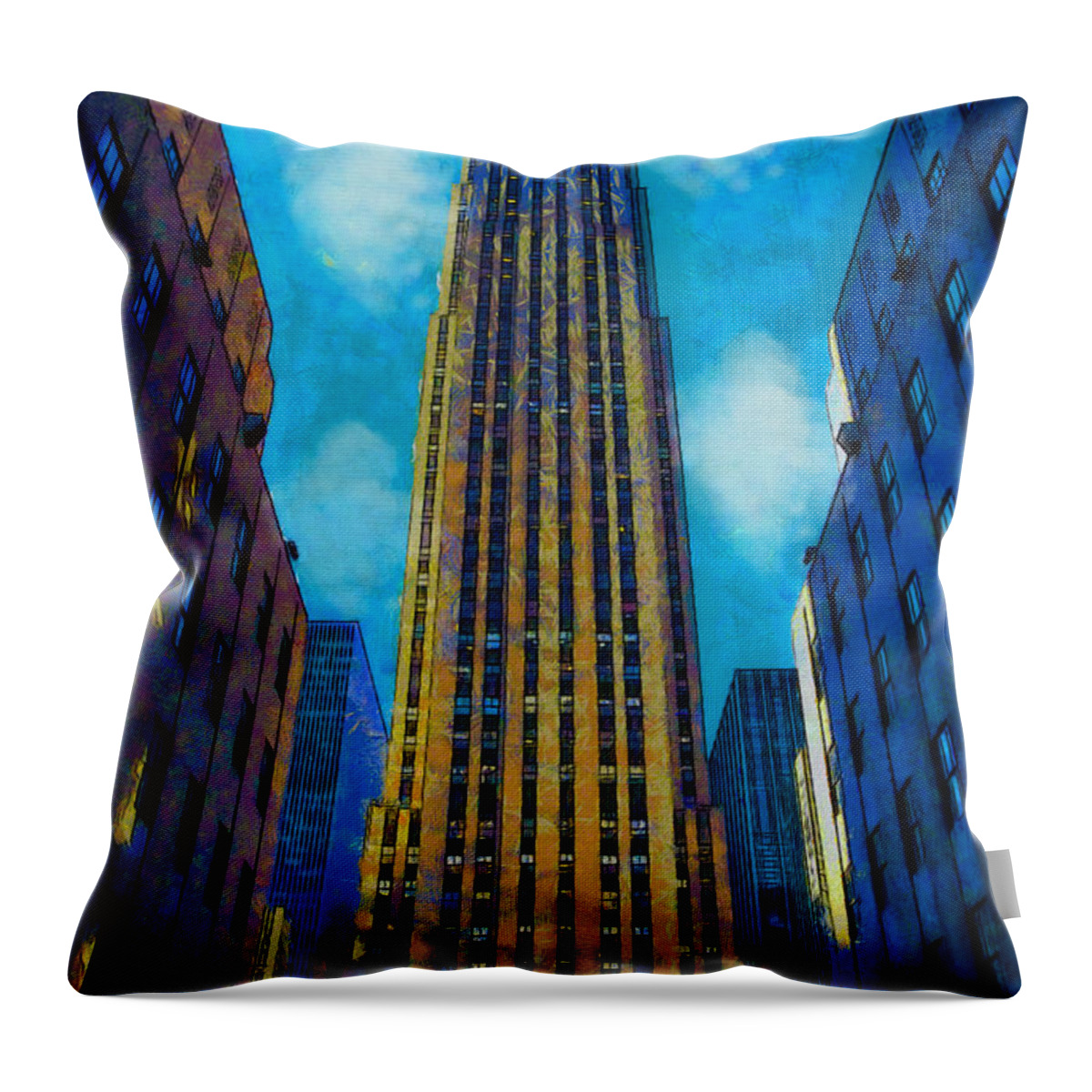 30 Rock Throw Pillow featuring the painting 30 Rock by Kai Saarto