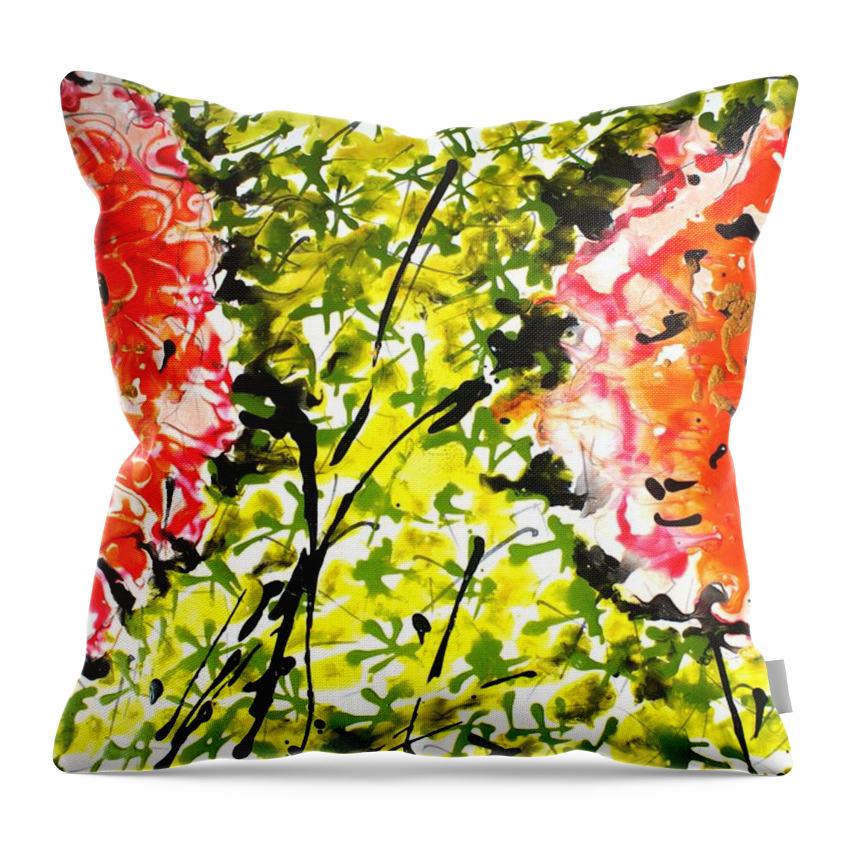 Flowers Throw Pillow featuring the painting Divine Blooms #304 by Baljit Chadha