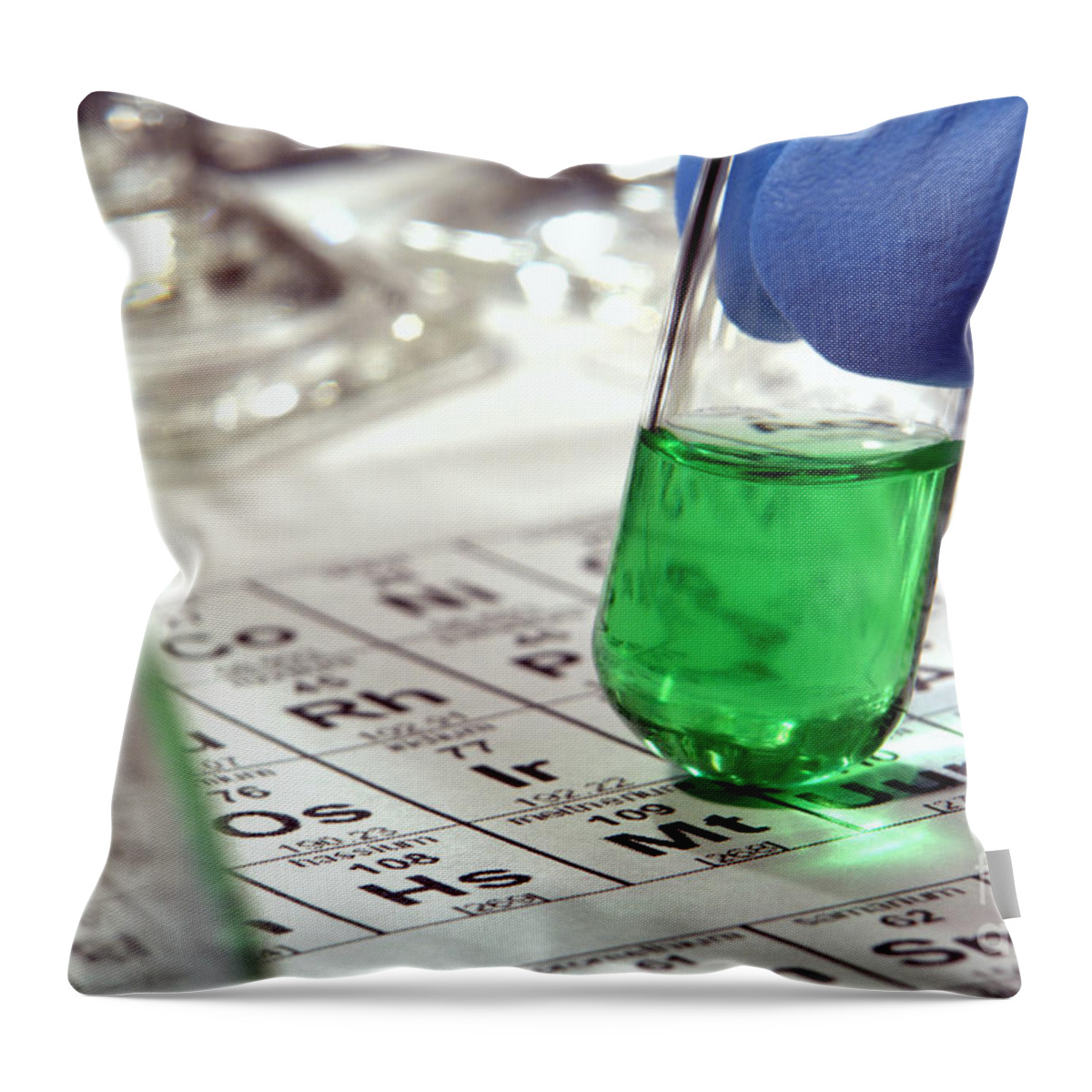Analysis Throw Pillow featuring the photograph Scientific Experiment in Science Research Lab #31 by Olivier Le Queinec