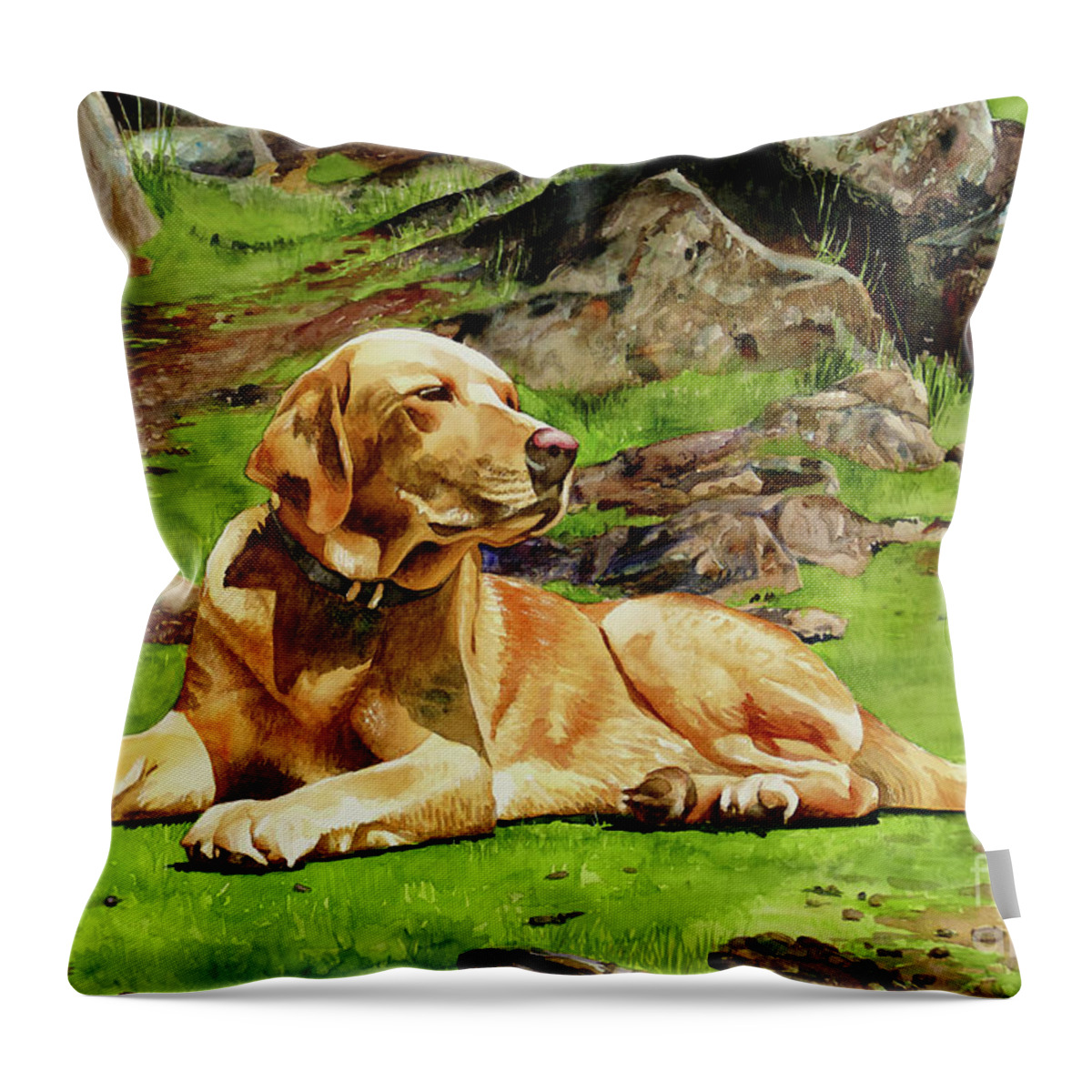 Dog Throw Pillow featuring the painting #315 Buck #315 by William Lum