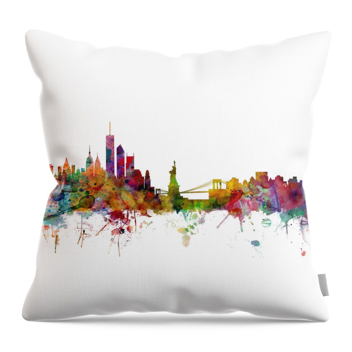 United States Throw Pillow featuring the digital art New York Skyline #32 by Michael Tompsett