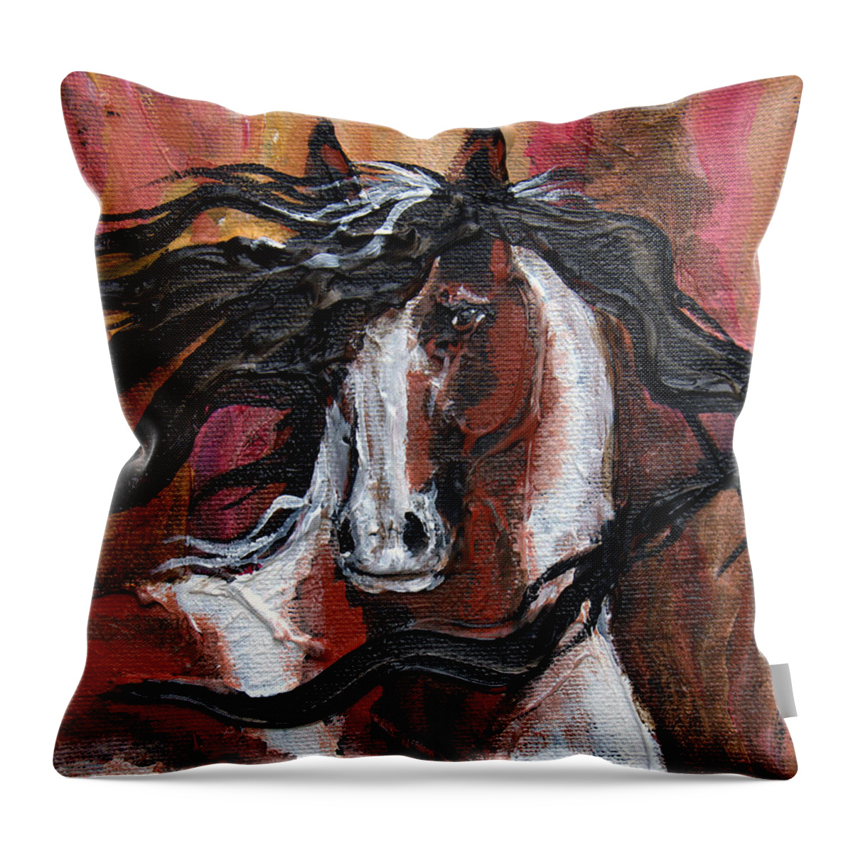 Pinto Throw Pillow featuring the painting #33 July 23rd 2015 #33 by Jonelle T McCoy