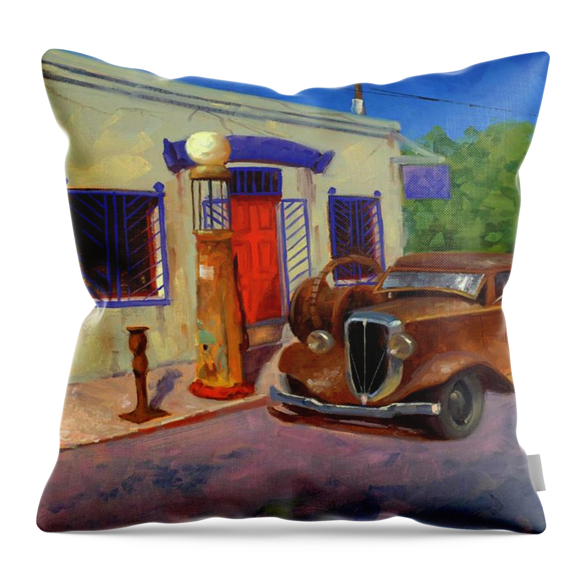 Studebaker Throw Pillow featuring the painting 33 Studebaker by Cody DeLong
