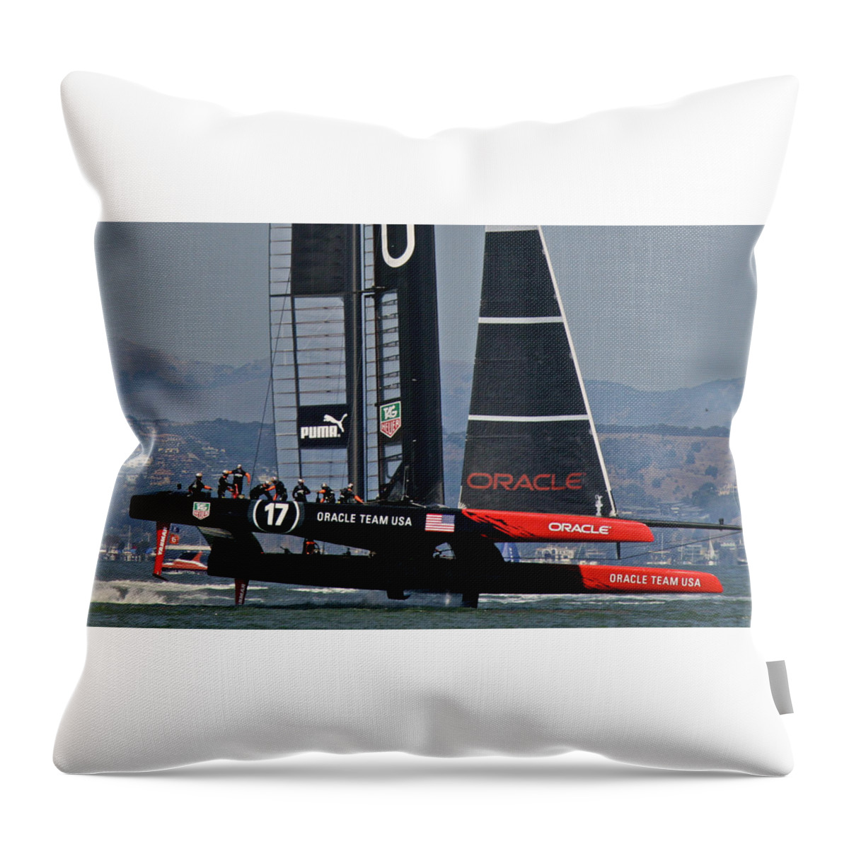 America Throw Pillow featuring the photograph America's Cup Oracle #38 by Steven Lapkin