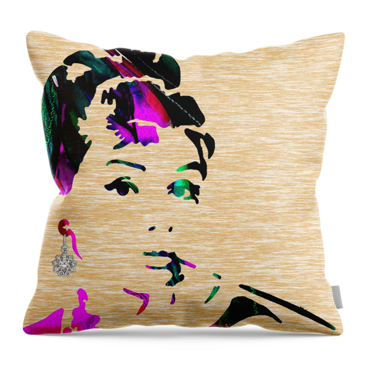 Audrey Hepburn Throw Pillow featuring the mixed media Audrey Hepburn Collection #39 by Marvin Blaine