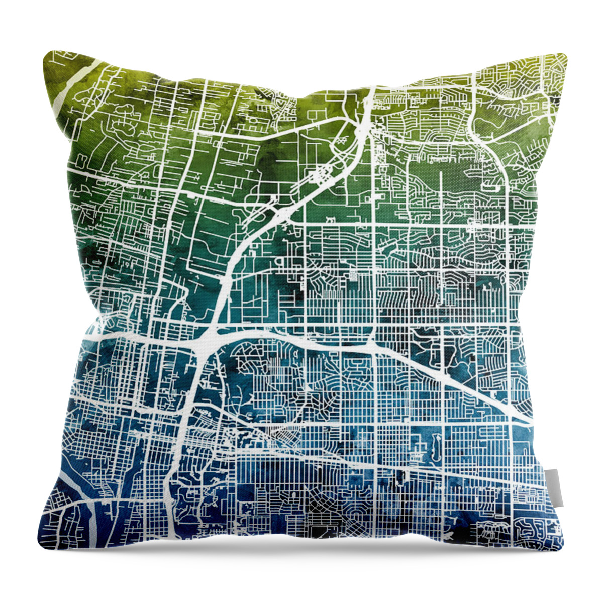 Street Map Throw Pillow featuring the digital art Albuquerque New Mexico City Street Map #4 by Michael Tompsett