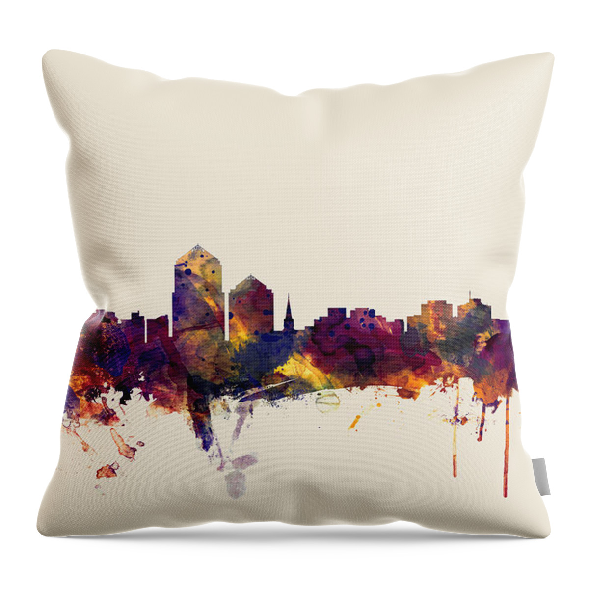 United States Throw Pillow featuring the digital art Albuquerque New Mexico Skyline #4 by Michael Tompsett