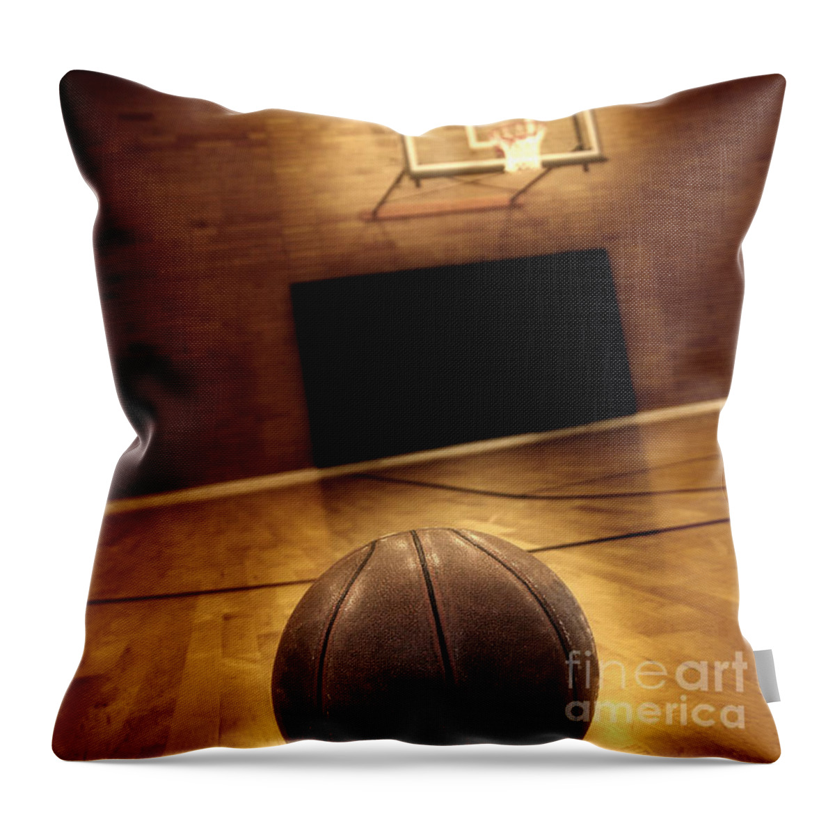 In Throw Pillow featuring the photograph Basketball and Basketball Court #4 by Lane Erickson