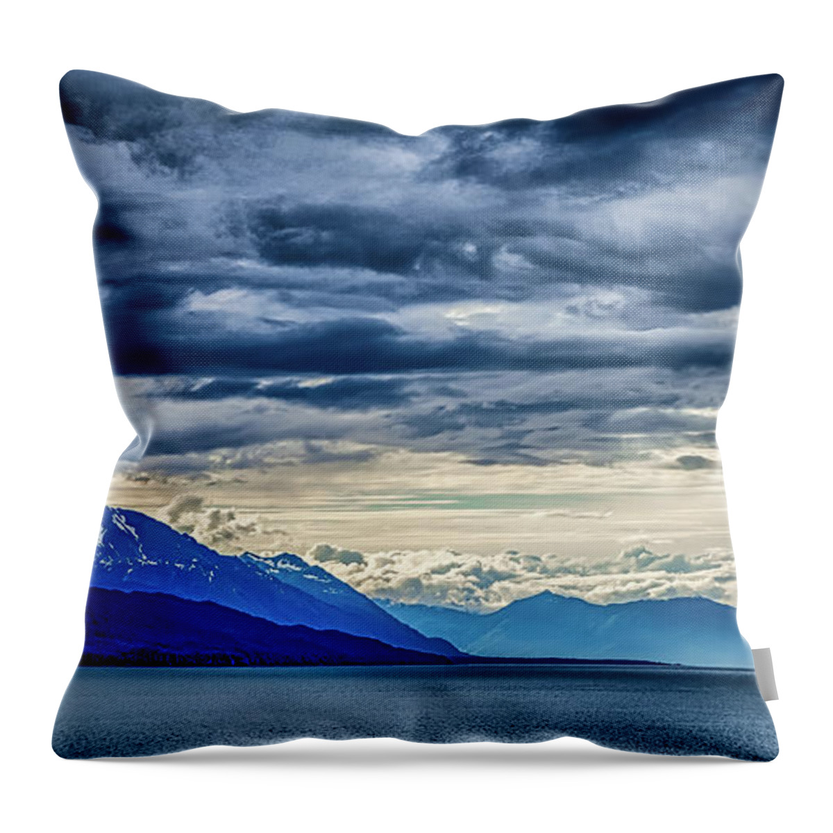 Landscape Throw Pillow featuring the photograph Beautiful Sunset And Cloudsy Landscape In Alaska Mountains #4 by Alex Grichenko