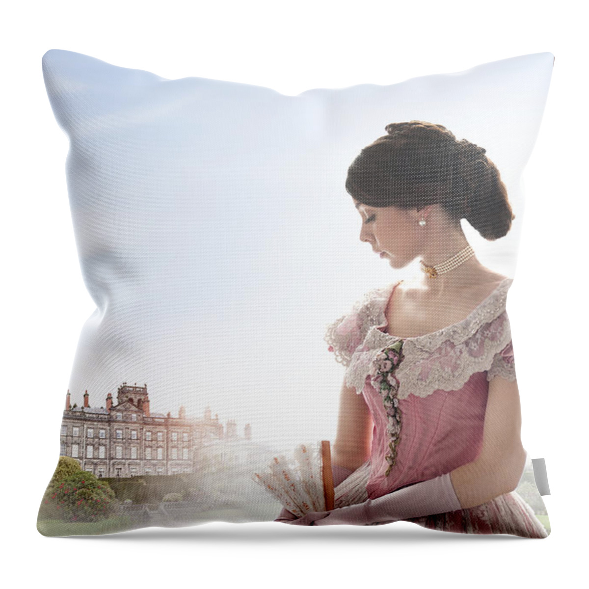Victorian Throw Pillow featuring the photograph Beautiful Victorian Woman #4 by Lee Avison