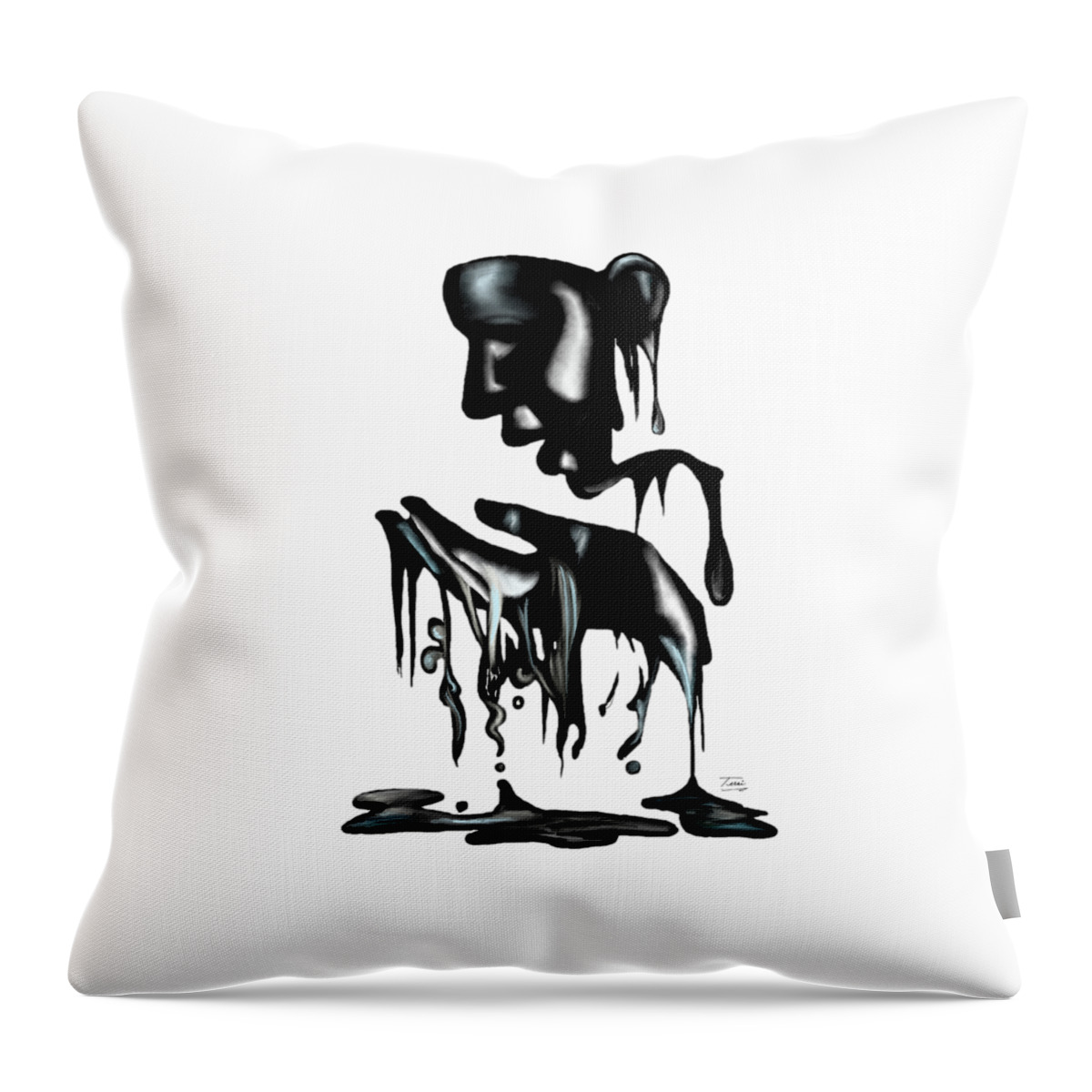 Woman Throw Pillow featuring the drawing Black. #8 by Terri Meredith
