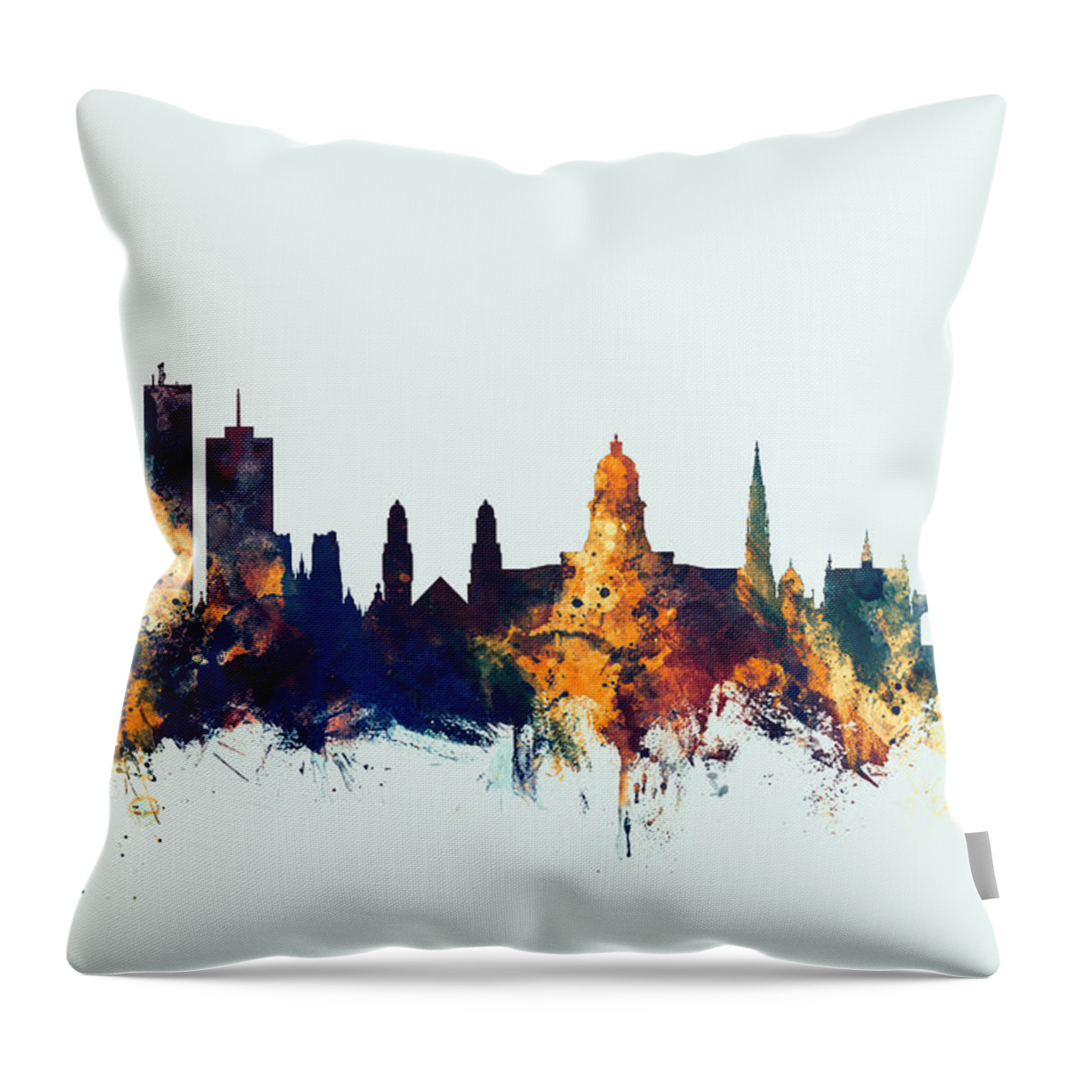 Brussels Throw Pillow featuring the digital art Brussels Belgium Skyline #4 by Michael Tompsett